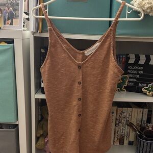 Women's Rust Color Button-Down Tank Top